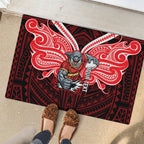 Custom Dolphins Rubber Doormat Dolphin Warrior Polynesia Islander Rugby Mascot