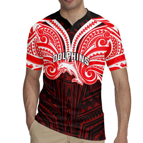 Custom Dolphins Rugby Jersey Dolphin Warrior Polynesia Islander Rugby Mascot