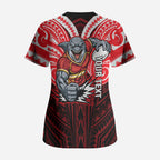 Custom Dolphins Scrub Top Dolphin Warrior Polynesia Islander Rugby Mascot