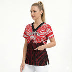 Custom Dolphins Scrub Top Dolphin Warrior Polynesia Islander Rugby Mascot