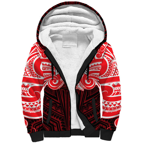 Custom Dolphins Sherpa Hoodie Dolphin Warrior Polynesia Islander Rugby Mascot