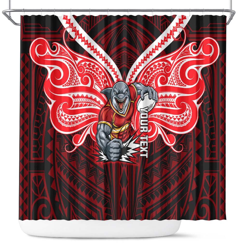 Custom Dolphins Shower Curtain Dolphin Warrior Polynesia Islander Rugby Mascot
