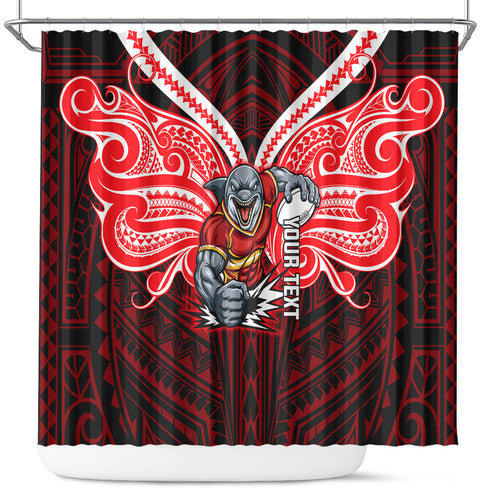 Custom Dolphins Shower Curtain Dolphin Warrior Polynesia Islander Rugby Mascot