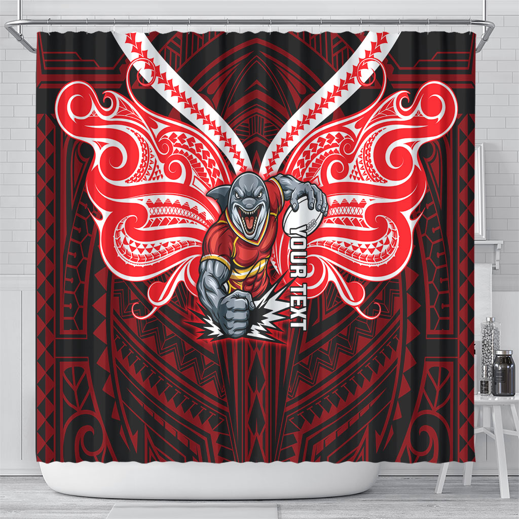 Custom Dolphins Shower Curtain Dolphin Warrior Polynesia Islander Rugby Mascot