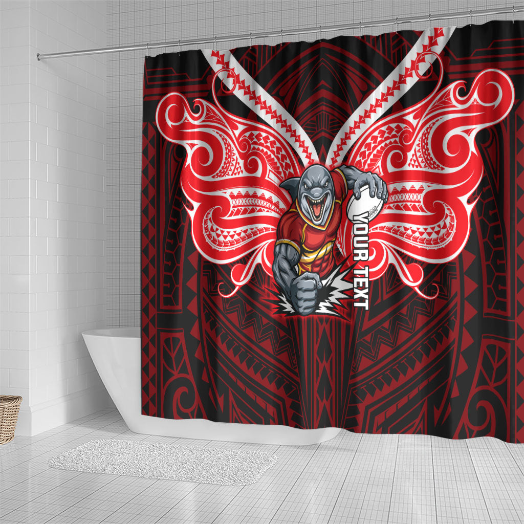 Custom Dolphins Shower Curtain Dolphin Warrior Polynesia Islander Rugby Mascot