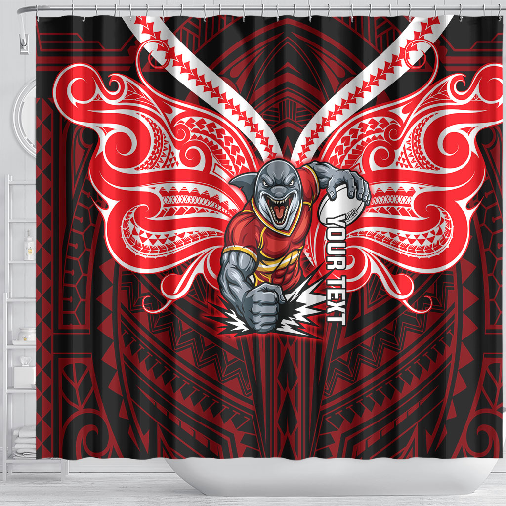 Custom Dolphins Shower Curtain Dolphin Warrior Polynesia Islander Rugby Mascot