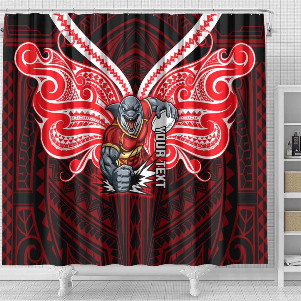 Custom Dolphins Shower Curtain Dolphin Warrior Polynesia Islander Rugby Mascot