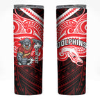 Custom Dolphins Skinny Tumbler Dolphin Warrior Polynesia Islander Rugby Mascot