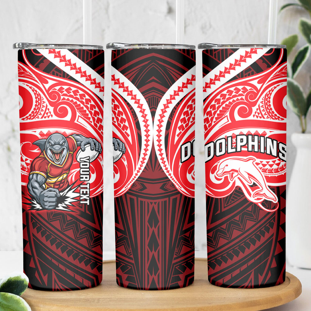 Custom Dolphins Skinny Tumbler Dolphin Warrior Polynesia Islander Rugby Mascot
