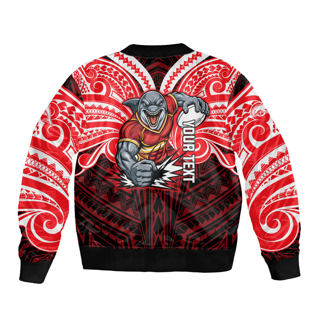 Custom Dolphins Sleeve Zip Bomber Jacket Dolphin Warrior Polynesia Islander Rugby Mascot