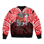 Custom Dolphins Sleeve Zip Bomber Jacket Dolphin Warrior Polynesia Islander Rugby Mascot