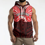 Custom Dolphins Sleeveless Hoodie Dolphin Warrior Polynesia Islander Rugby Mascot