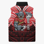 Custom Dolphins Sleeveless Puffer Jacket Dolphin Warrior Polynesia Islander Rugby Mascot