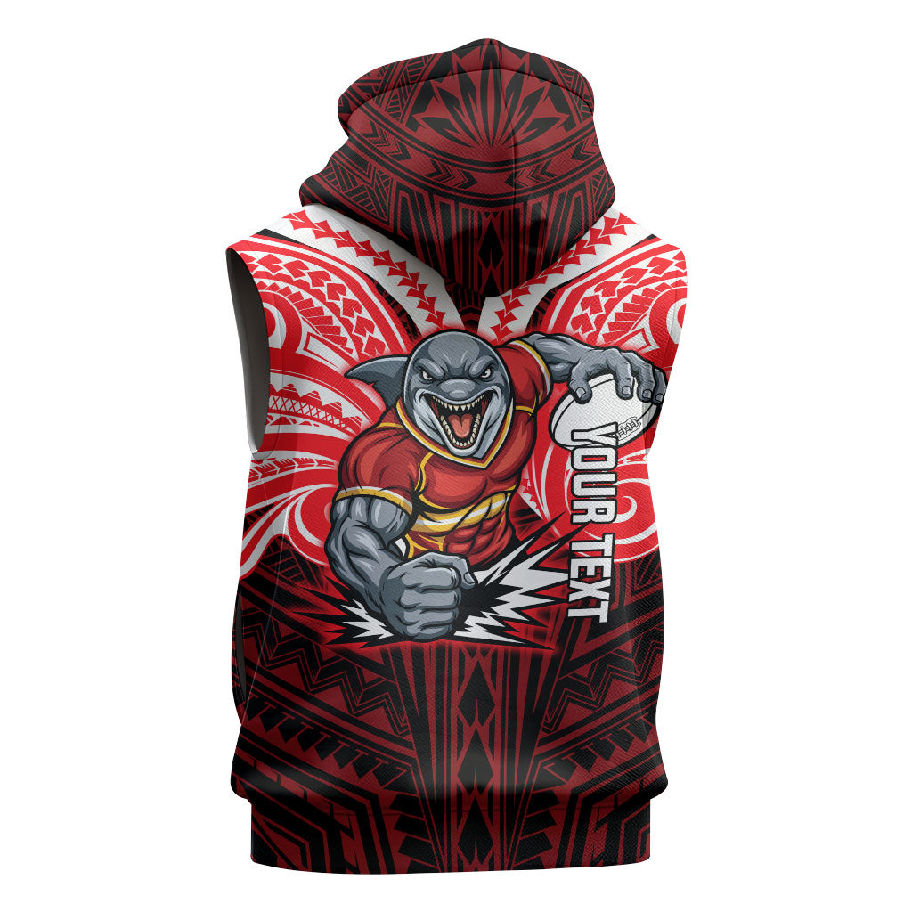 Custom Dolphins Sleeveless Zip Hoodie Dolphin Warrior Polynesia Islander Rugby Mascot