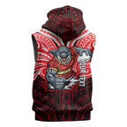 Custom Dolphins Sleeveless Zip Hoodie Dolphin Warrior Polynesia Islander Rugby Mascot