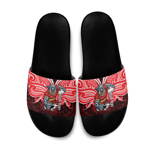 Custom Dolphins Slide Sandals Dolphin Warrior Polynesia Islander Rugby Mascot