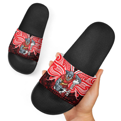 Custom Dolphins Slide Sandals Dolphin Warrior Polynesia Islander Rugby Mascot