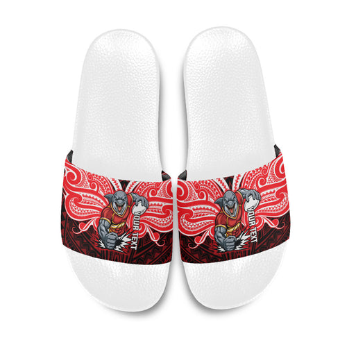 Custom Dolphins Slide Sandals Dolphin Warrior Polynesia Islander Rugby Mascot