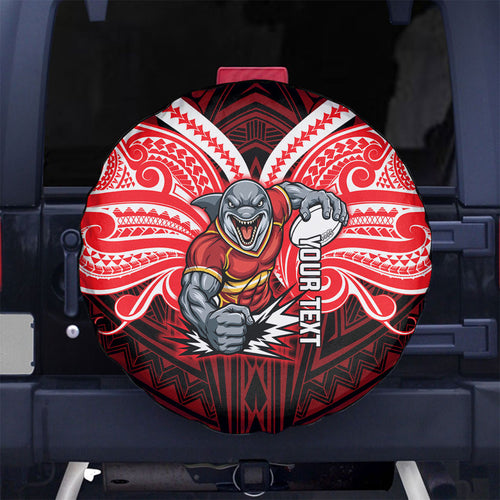Custom Dolphins Spare Tire Cover Dolphin Warrior Polynesia Islander Rugby Mascot