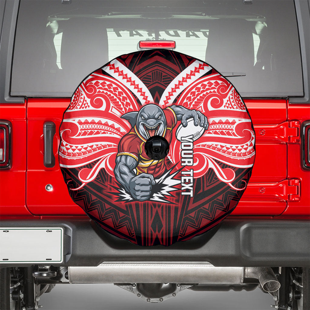 Custom Dolphins Spare Tire Cover Dolphin Warrior Polynesia Islander Rugby Mascot