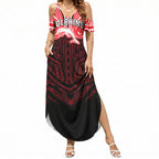 Custom Dolphins Summer Maxi Dress Dolphin Warrior Polynesia Islander Rugby Mascot