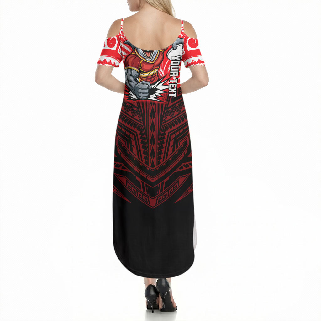 Custom Dolphins Summer Maxi Dress Dolphin Warrior Polynesia Islander Rugby Mascot