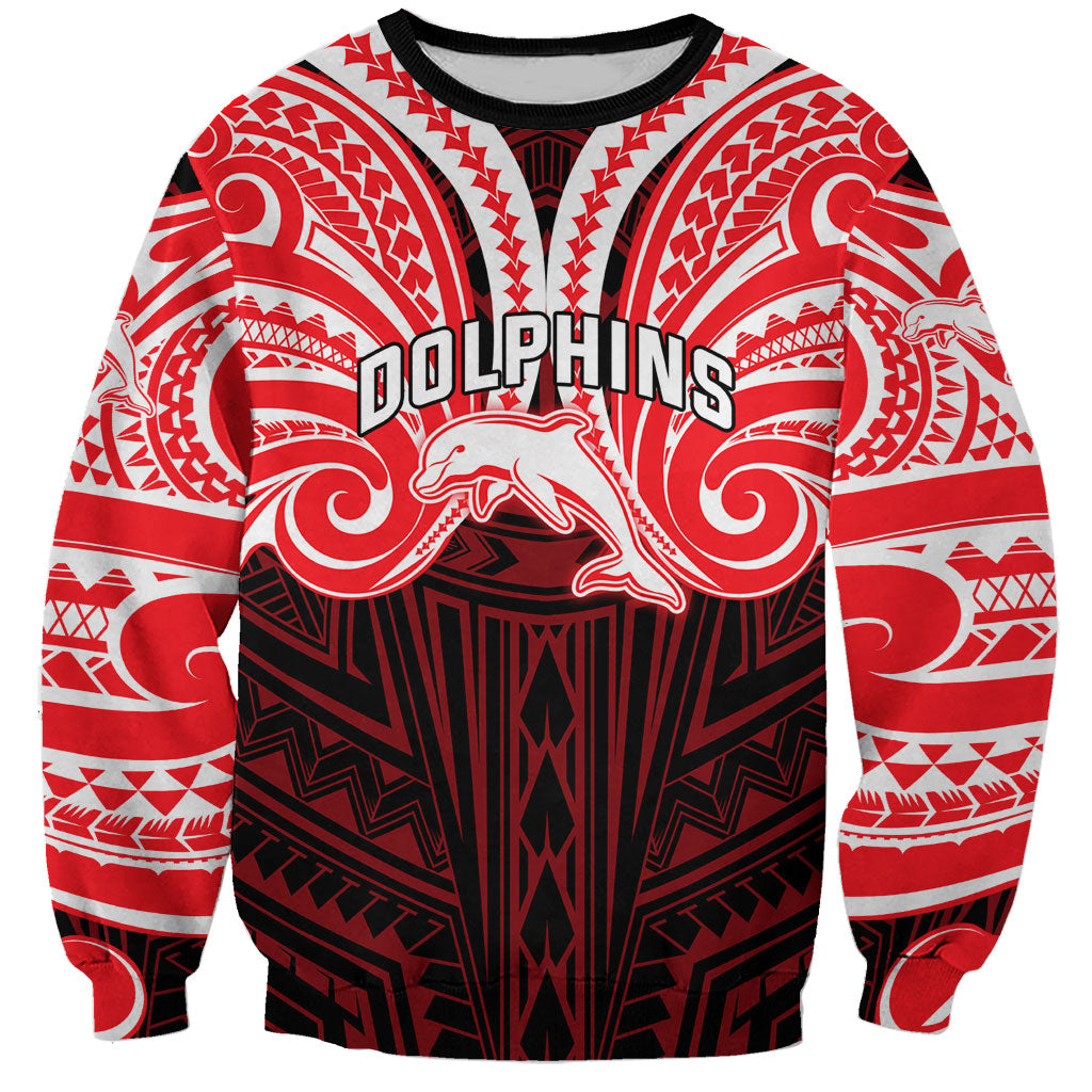 Custom Dolphins Sweatshirt Dolphin Warrior Polynesia Islander Rugby Mascot