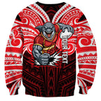 Custom Dolphins Sweatshirt Dolphin Warrior Polynesia Islander Rugby Mascot