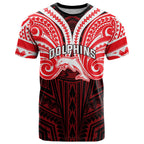 Custom Dolphins T Shirt Dolphin Warrior Polynesia Islander Rugby Mascot