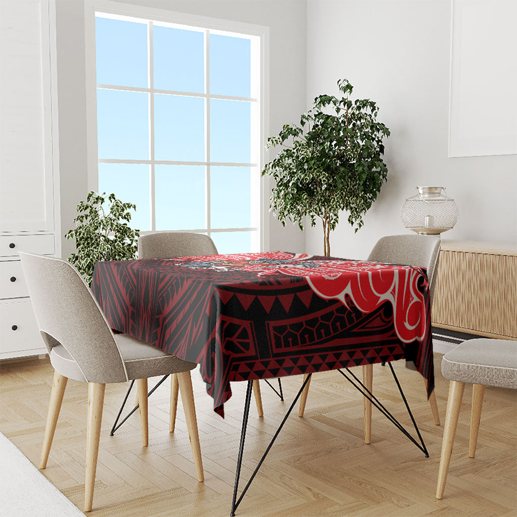 Custom Dolphins Tablecloth Dolphin Warrior Polynesia Islander Rugby Mascot
