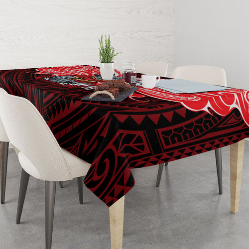 Custom Dolphins Tablecloth Dolphin Warrior Polynesia Islander Rugby Mascot
