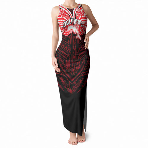 Custom Dolphins Tank Maxi Dress Dolphin Warrior Polynesia Islander Rugby Mascot