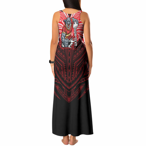Custom Dolphins Tank Maxi Dress Dolphin Warrior Polynesia Islander Rugby Mascot