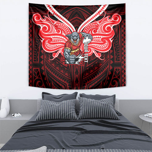 Custom Dolphins Tapestry Dolphin Warrior Polynesia Islander Rugby Mascot