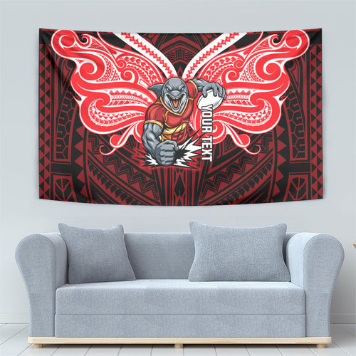 Custom Dolphins Tapestry Dolphin Warrior Polynesia Islander Rugby Mascot