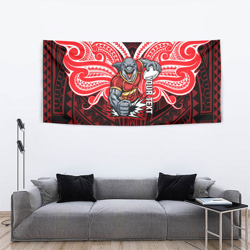 Custom Dolphins Tapestry Dolphin Warrior Polynesia Islander Rugby Mascot