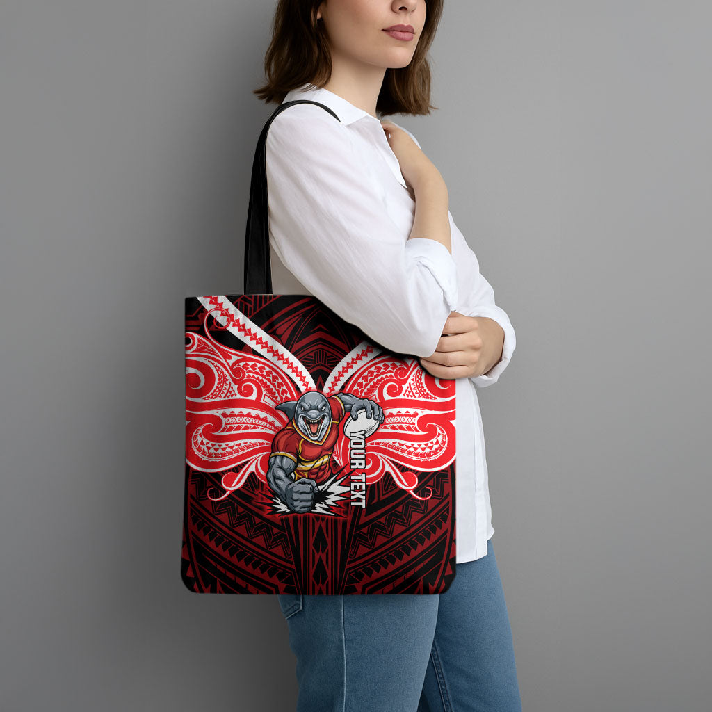Custom Dolphins Tote Bag Dolphin Warrior Polynesia Islander Rugby Mascot