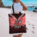 Custom Dolphins Tote Bag Dolphin Warrior Polynesia Islander Rugby Mascot