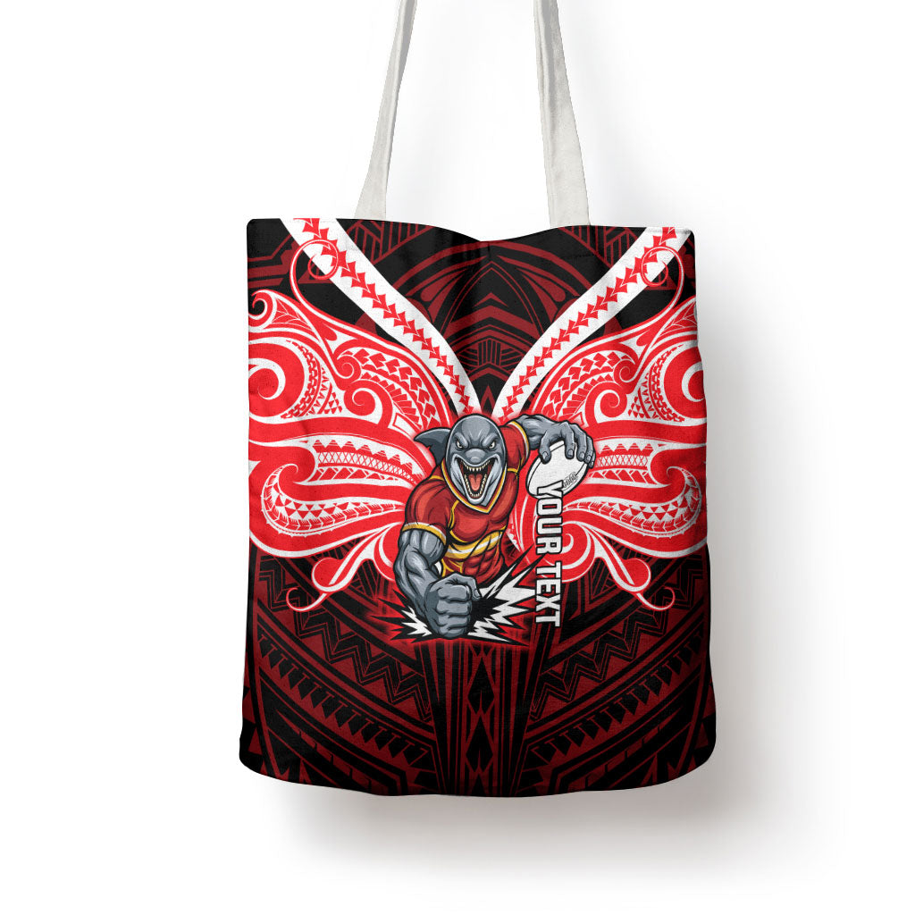 Custom Dolphins Tote Bag Dolphin Warrior Polynesia Islander Rugby Mascot