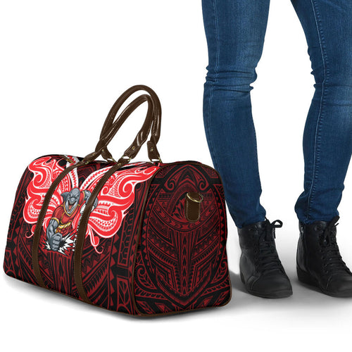 Custom Dolphins Travel Bag Dolphin Warrior Polynesia Islander Rugby Mascot
