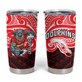 Custom Dolphins Tumbler Cup Dolphin Warrior Polynesia Islander Rugby Mascot