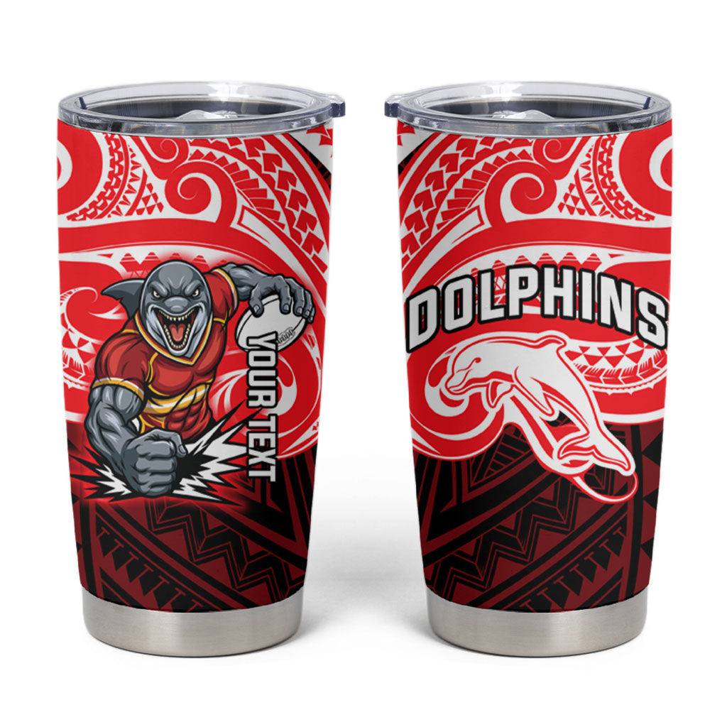 Custom Dolphins Tumbler Cup Dolphin Warrior Polynesia Islander Rugby Mascot
