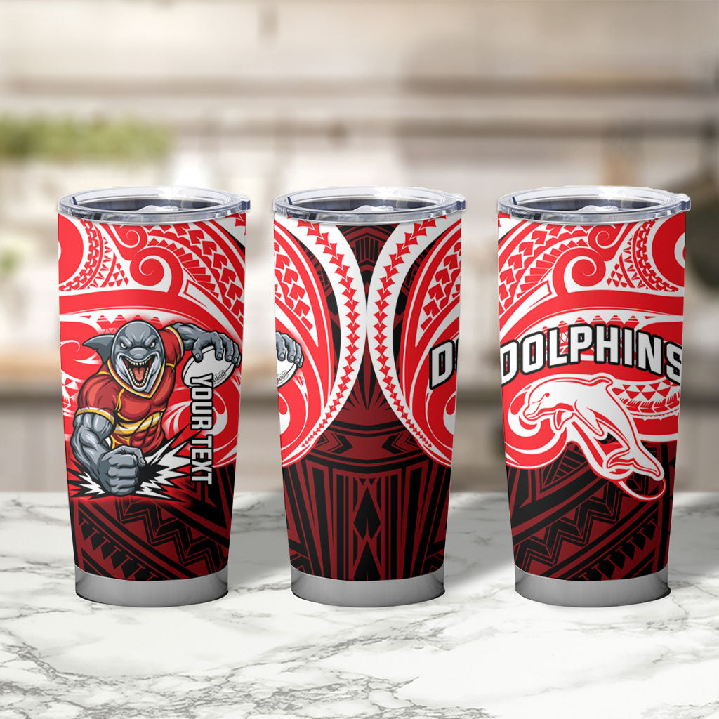 Custom Dolphins Tumbler Cup Dolphin Warrior Polynesia Islander Rugby Mascot