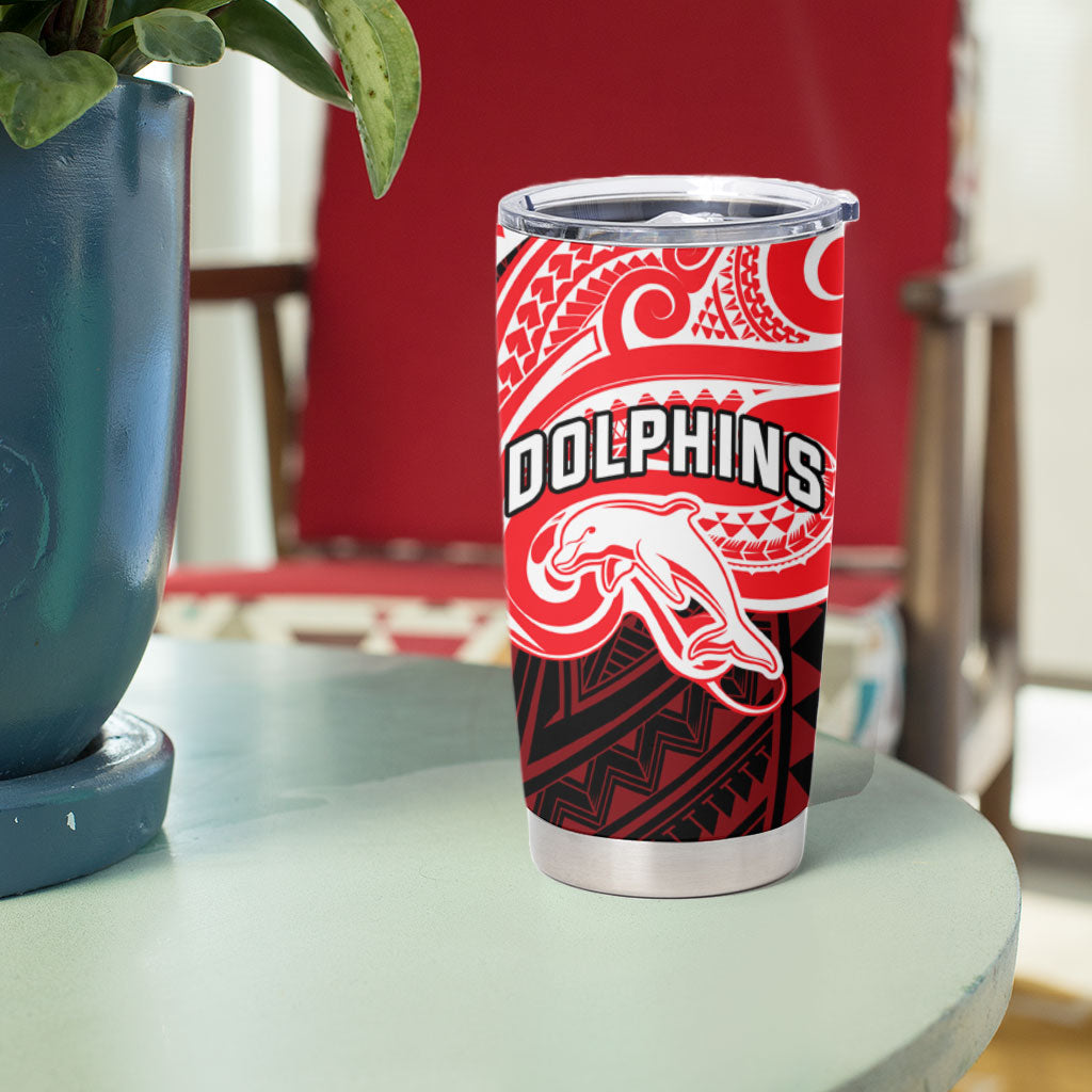 Custom Dolphins Tumbler Cup Dolphin Warrior Polynesia Islander Rugby Mascot
