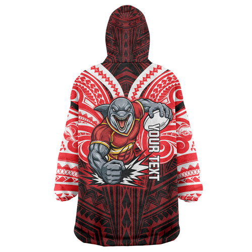 Custom Dolphins Wearable Blanket Hoodie Dolphin Warrior Polynesia Islander Rugby Mascot