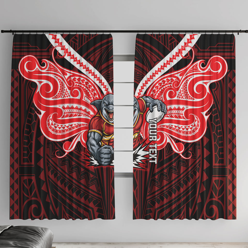 Custom Dolphins Window Curtain Dolphin Warrior Polynesia Islander Rugby Mascot