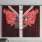 Custom Dolphins Window Curtain Dolphin Warrior Polynesia Islander Rugby Mascot