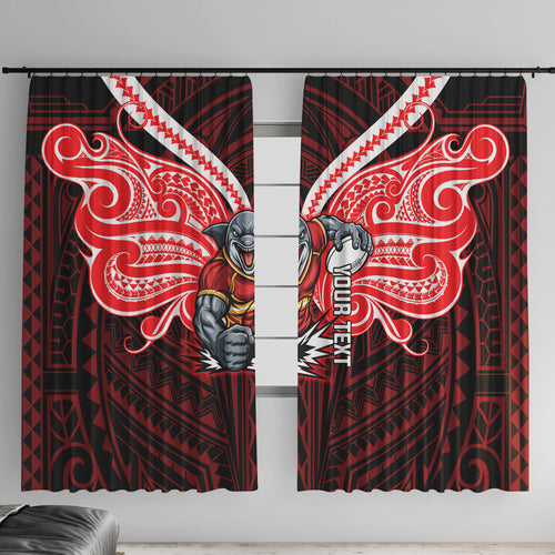 Custom Dolphins Window Curtain Dolphin Warrior Polynesia Islander Rugby Mascot