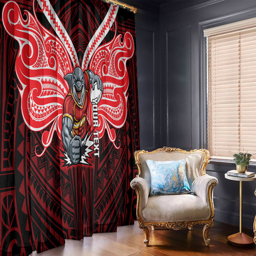 Custom Dolphins Window Curtain Dolphin Warrior Polynesia Islander Rugby Mascot