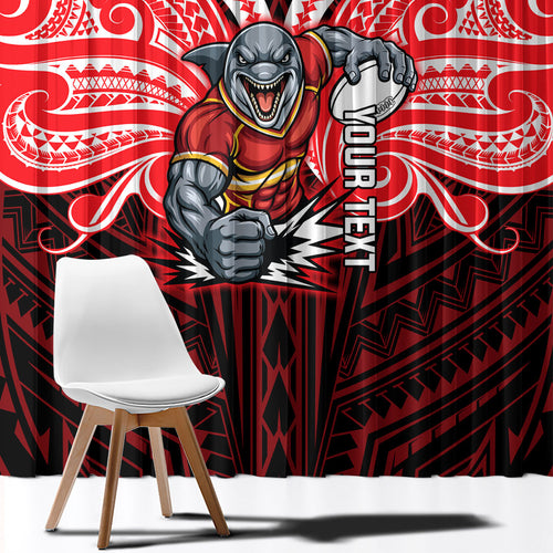 Custom Dolphins Window Curtain Dolphin Warrior Polynesia Islander Rugby Mascot
